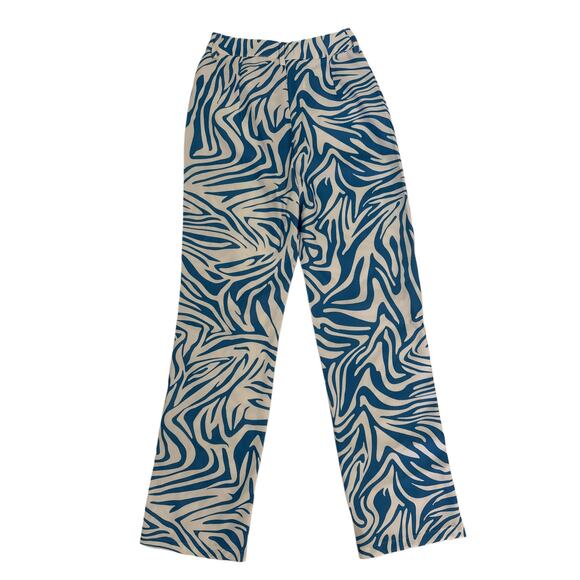 Blue and White Baggy Zebra Print Pants Size XS - Picture 1 of 3
